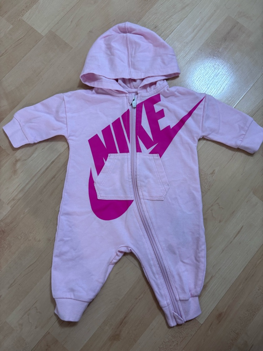 Nike Light Pink Baby One-Piece Hooded zip onesie